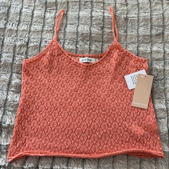 JustFab Lined Crochet Stitch Cami Top size S Peach - Picture 9 of 9